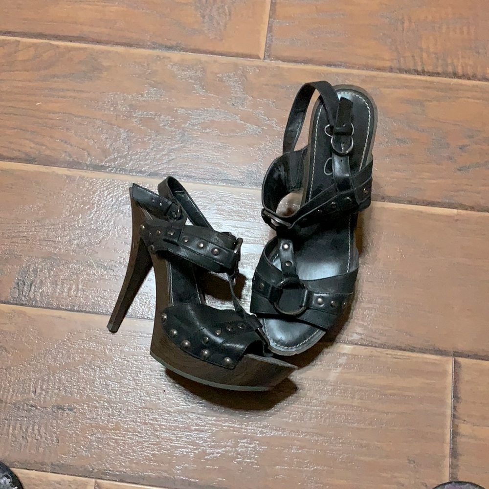 Black Studded platform slingback